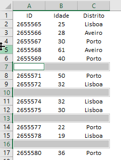 seleção linhas em branco 4